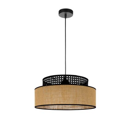 Kattokruunu johdossa BOHO 1xE27/60W/230V musta/rottinki