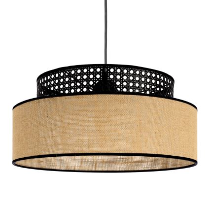 Kattokruunu johdossa BOHO 1xE27/60W/230V musta/rottinki
