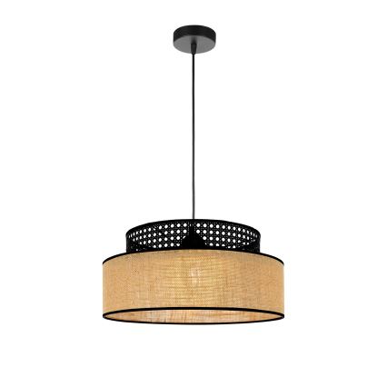 Kattokruunu johdossa BOHO 1xE27/60W/230V musta/rottinki