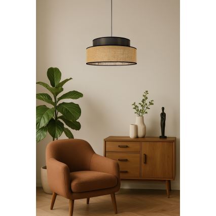 Kattokruunu johdossa BOHO 1xE27/60W/230V ruskea/beige