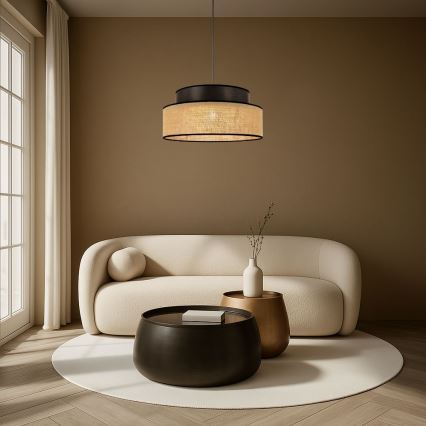 Kattokruunu johdossa BOHO 1xE27/60W/230V ruskea/beige
