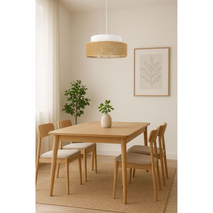 Kattokruunu johdossa BOHO 1xE27/60W/230V valkoinen/beige