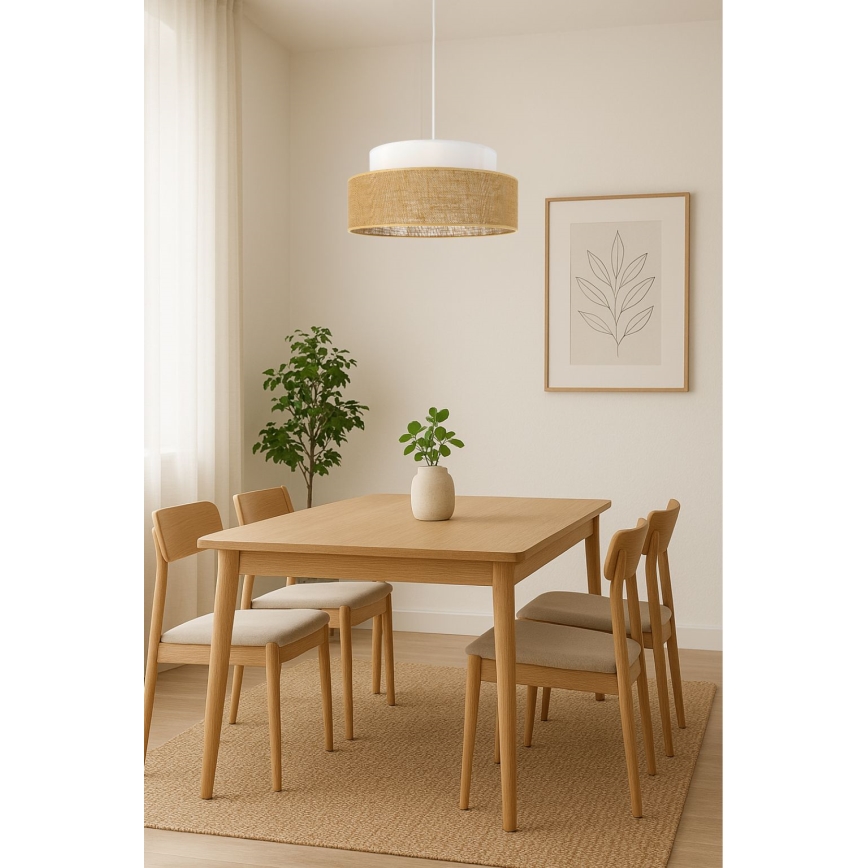 Kattokruunu johdossa BOHO 1xE27/60W/230V valkoinen/beige