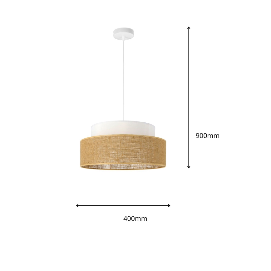 Kattokruunu johdossa BOHO 1xE27/60W/230V valkoinen/beige