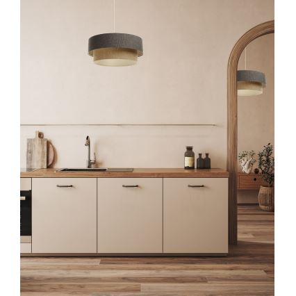Kattokruunu johdossa BOHO TRINITI 1xE27/60W/230V harmaa/beige