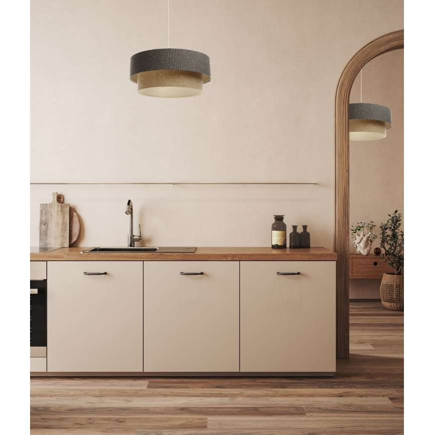 Kattokruunu johdossa BOHO TRINITI 1xE27/60W/230V harmaa/beige