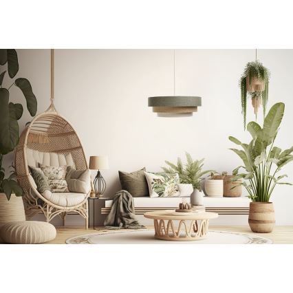 Kattokruunu johdossa BOHO TRINITI 1xE27/60W/230V harmaa/beige/kerma