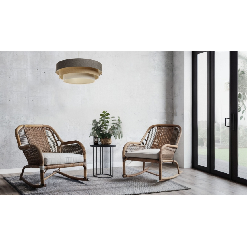 Kattokruunu johdossa BOHO TRINITI 1xE27/60W/230V harmaa/beige/kerma