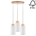 Kattokruunu johdossa BOSCO 3xE27/60W/230V koivu - FSC-sertifioitu