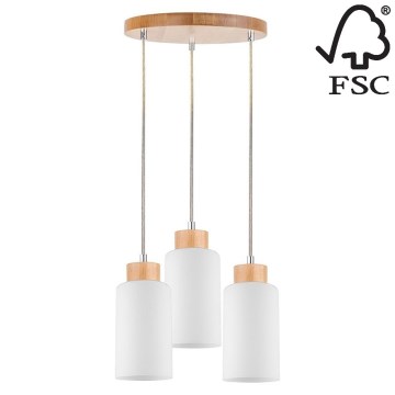 Kattokruunu johdossa BOSCO 3xE27/60W/230V koivu - FSC-sertifioitu