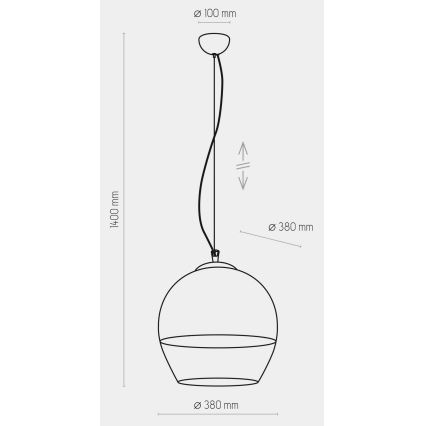 Kattokruunu johdossa BOULETTE 1xE27/60W/230V kulta