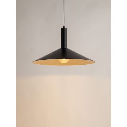 Kattokruunu johdossa CAPRI 1xE27/15W/230V halkaisija 50 cm musta/kulta