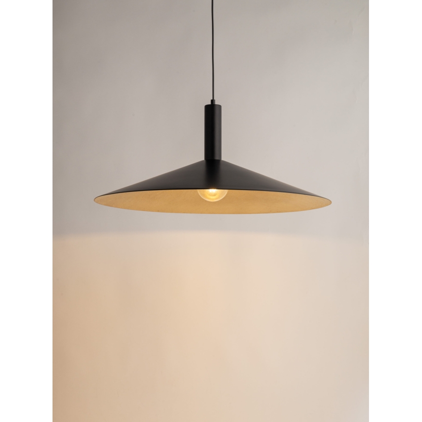 Kattokruunu johdossa CAPRI 1xE27/15W/230V halkaisija 70 cm musta/kulta