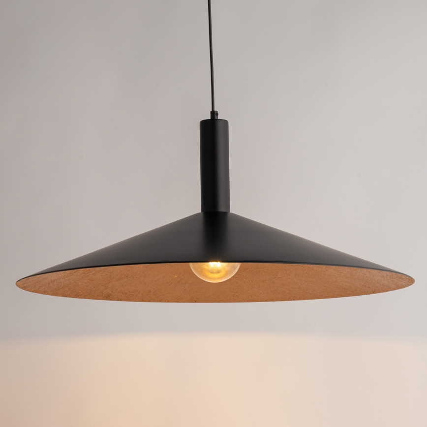 Kattokruunu johdossa CAPRI 1xE27/15W/230V halkaisija 70 cm musta/kupari
