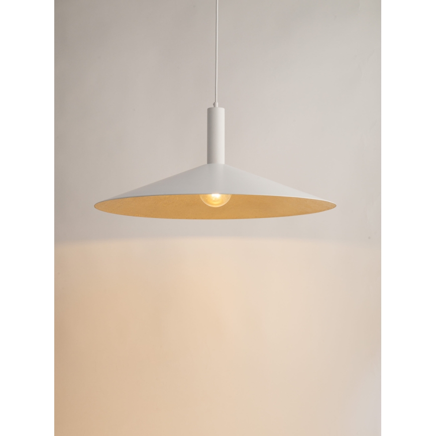 Kattokruunu johdossa CAPRI 1xE27/15W/230V halkaisija 70 cm valkoinen/kulta