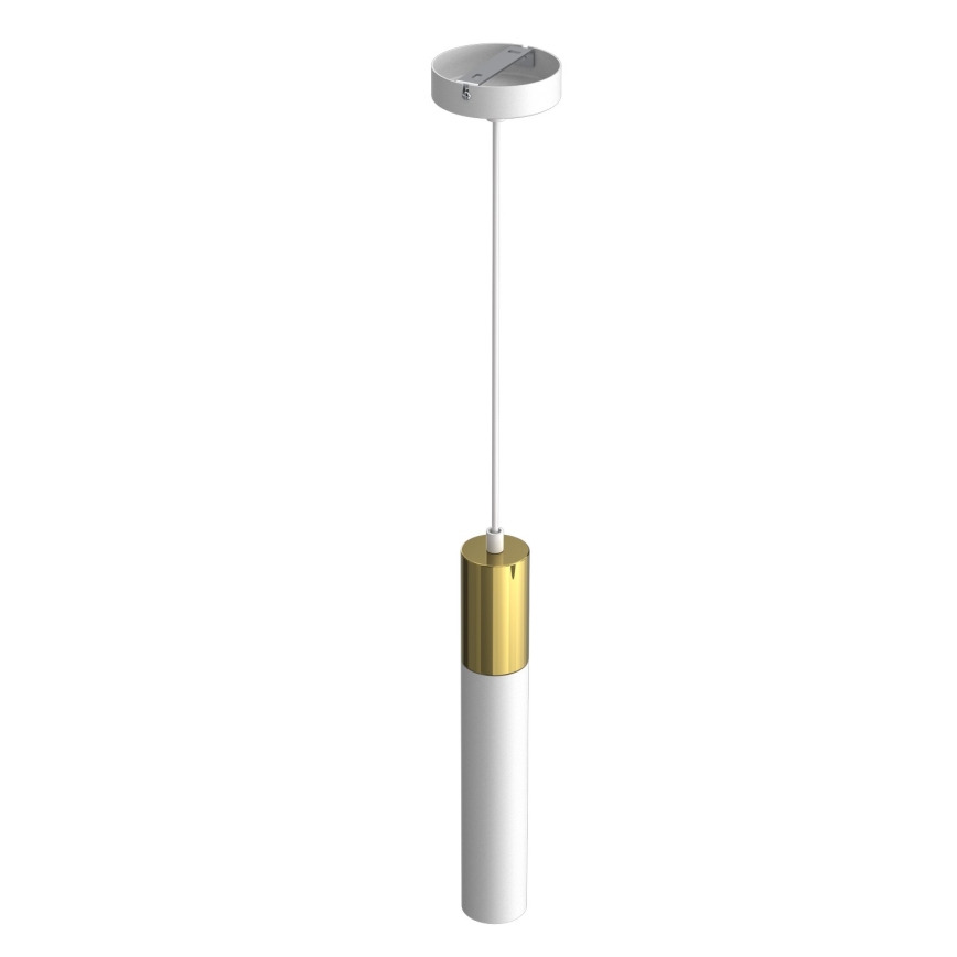 Kattokruunu johdossa CASSA 1xGU10/8W/230V valkoinen/kultainen