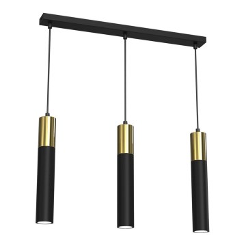 Kattokruunu johdossa CASSA 3xGU10/8W/230V musta/kultainen
