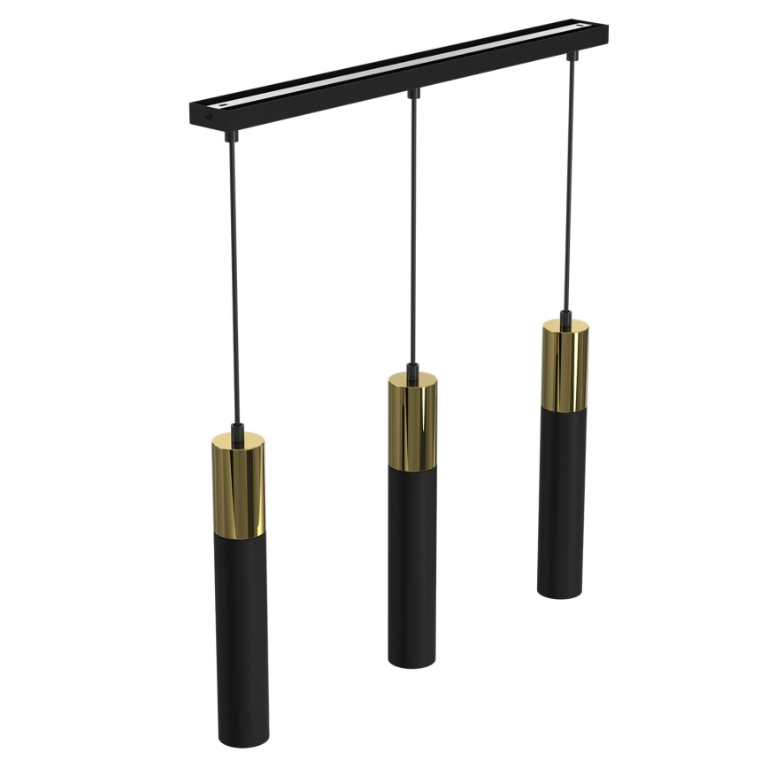 Kattokruunu johdossa CASSA 3xGU10/8W/230V musta/kultainen