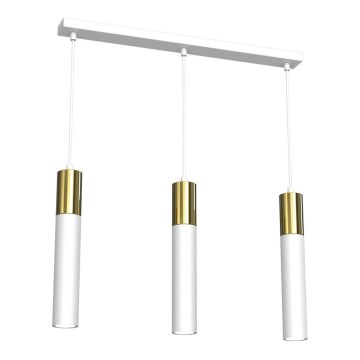 Kattokruunu johdossa CASSA 3xGU10/8W/230V valkoinen/kultainen