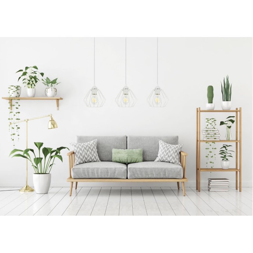 Kattokruunu johdossa CEED 3xE27/60W/230V valkoinen