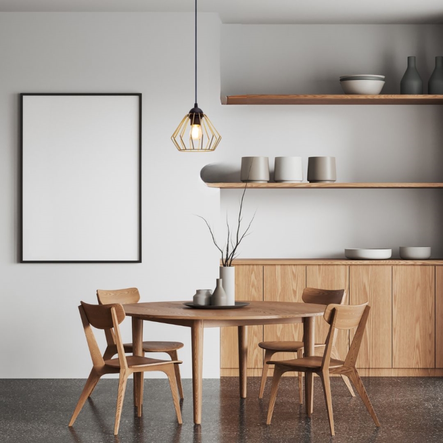 Kattokruunu johdossa CEED GOLD 1xE27/60W/230V halkaisija 17,5 cm musta/kulta