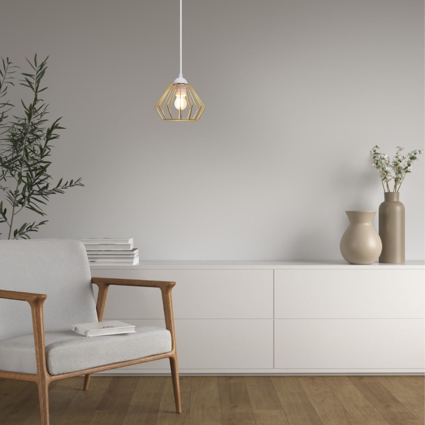 Kattokruunu johdossa CEED GOLD 1xE27/60W/230V halkaisija 17,5 cm valkoinen/kulta
