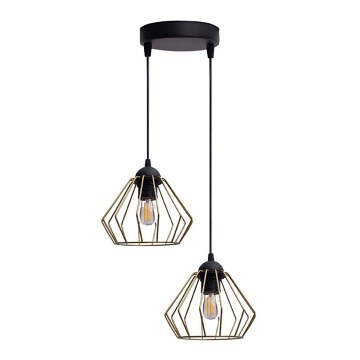Kattokruunu johdossa CEED GOLD 2xE27/60W/230V halkaisija 28 cm musta/kulta