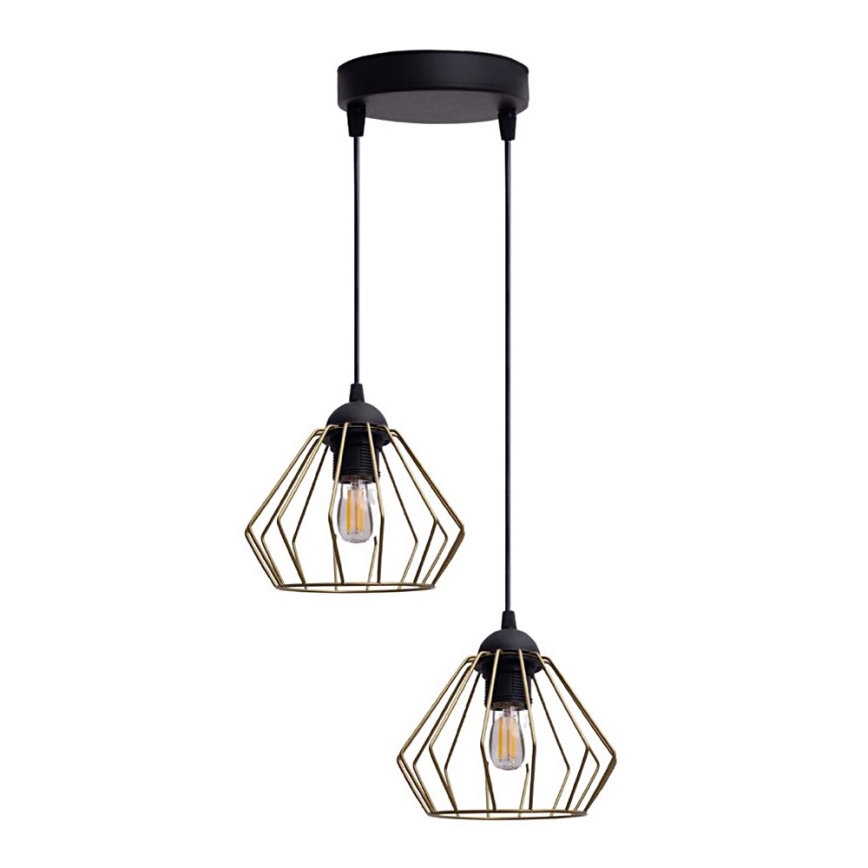 Kattokruunu johdossa CEED GOLD 2xE27/60W/230V halkaisija 28 cm musta/kulta
