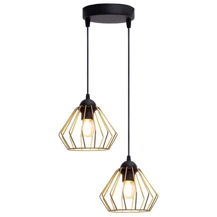 Kattokruunu johdossa CEED GOLD 2xE27/60W/230V halkaisija 28 cm musta/kulta