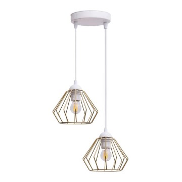 Kattokruunu johdossa CEED GOLD 2xE27/60W/230V halkaisija 28 cm valkoinen/kulta
