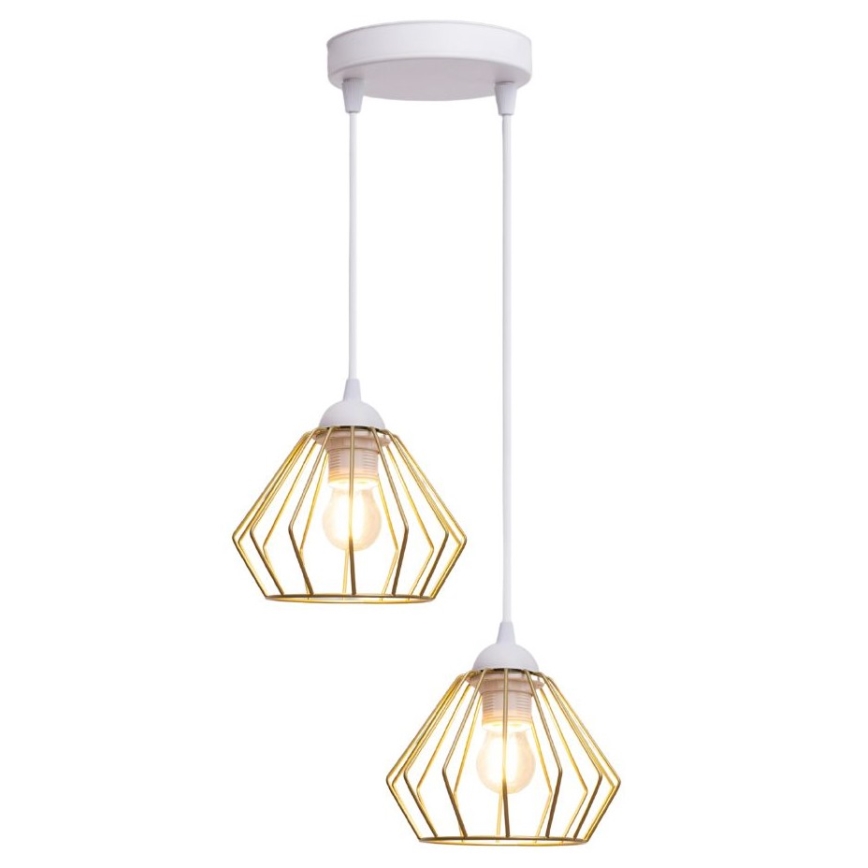 Kattokruunu johdossa CEED GOLD 2xE27/60W/230V halkaisija 28 cm valkoinen/kulta