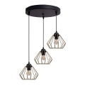 Kattokruunu johdossa CEED GOLD 3xE27/60W/230V halkaisija 45 cm musta/kulta