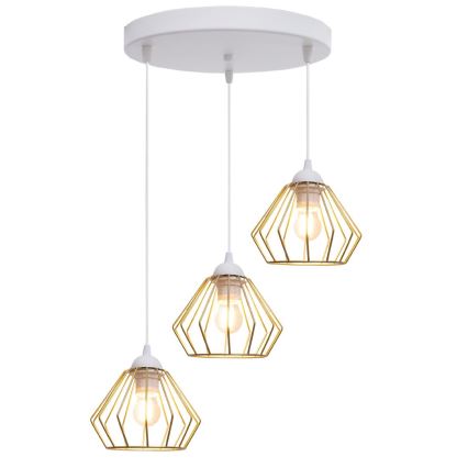 Kattokruunu johdossa CEED GOLD 3xE27/60W/230V halkaisija 45 cm valkoinen/kulta