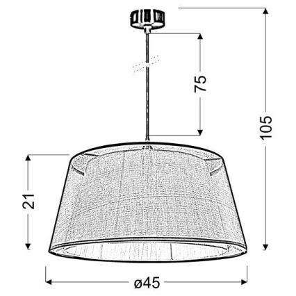 Kattokruunu johdossa CHARLIE 1xE27/60W/230V beige