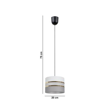 Kattokruunu johdossa CORAL 1xE27/60W/230V d. 20 cm valkoinen/harmaa