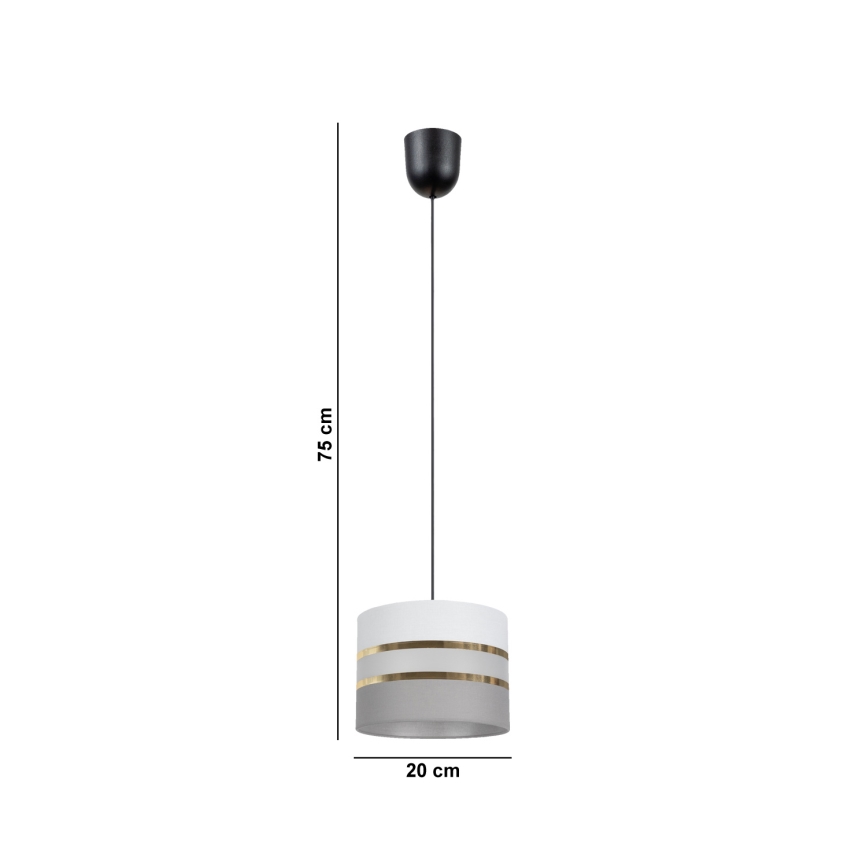Kattokruunu johdossa CORAL 1xE27/60W/230V d. 20 cm valkoinen/harmaa
