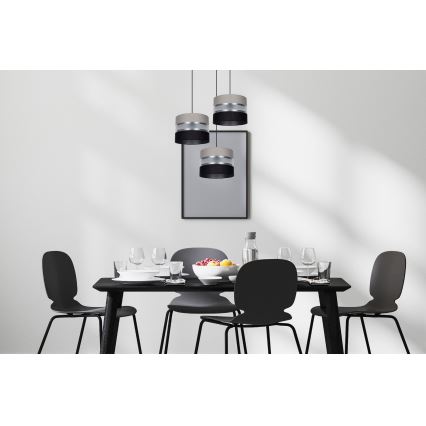 Kattokruunu johdossa CORAL 3xE27/60W/230V musta/harmaa/mattakromi halkaisija 45 cm