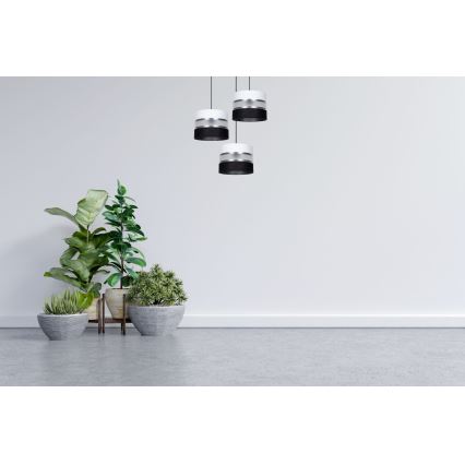 Kattokruunu johdossa CORAL 3xE27/60W/230V musta/valkoinen/mattakromi halkaisija 45 cm