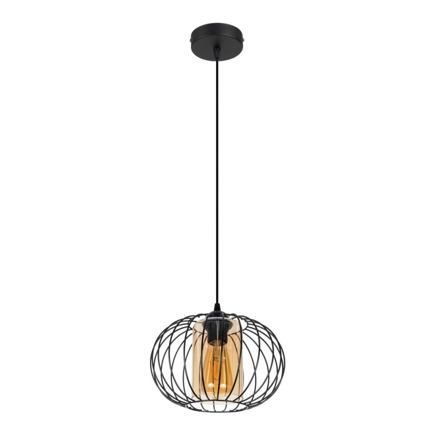 Kattokruunu johdossa CORRINI 1xE27/60W/230V halkaisija 25 cm musta/beige