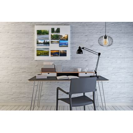 Kattokruunu johdossa CORRINI 1xE27/60W/230V halkaisija 25 cm musta/läpinäkyvä