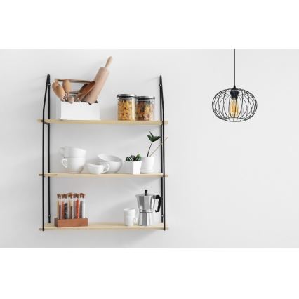 Kattokruunu johdossa CORRINI 1xE27/60W/230V halkaisija 25 cm musta/läpinäkyvä