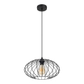 Kattokruunu johdossa CORRINI 1xE27/60W/230V halkaisija 34 cm musta/läpinäkyvä