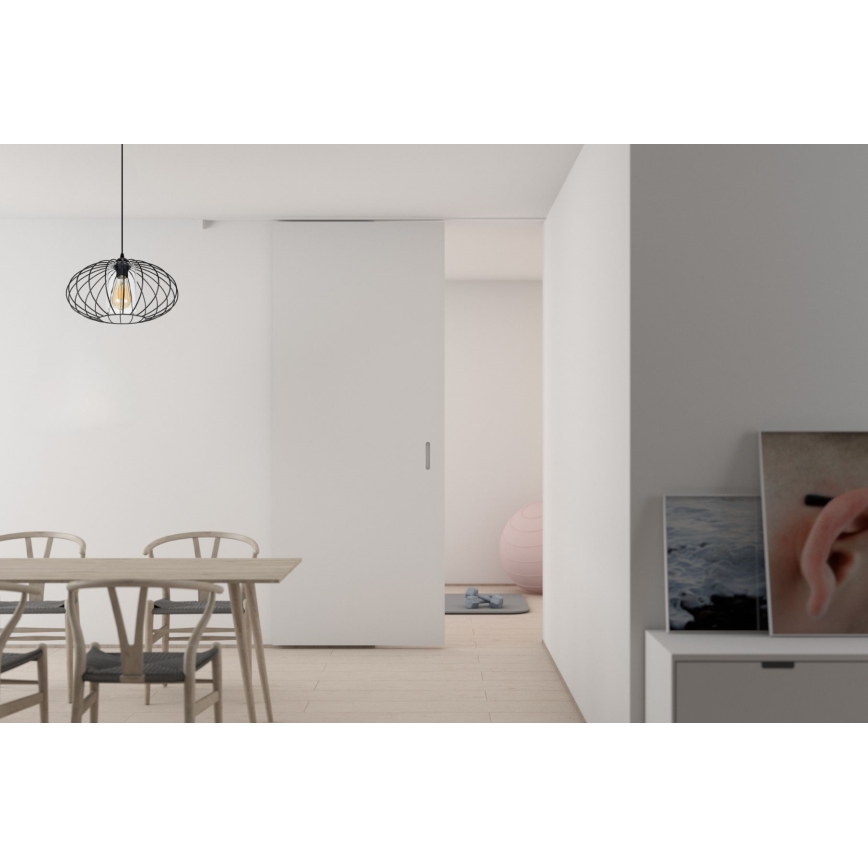 Kattokruunu johdossa CORRINI 1xE27/60W/230V halkaisija 34 cm musta/läpinäkyvä