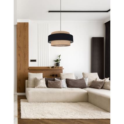 Kattokruunu johdossa CORSA 1xE27/60W/230V musta/beige
