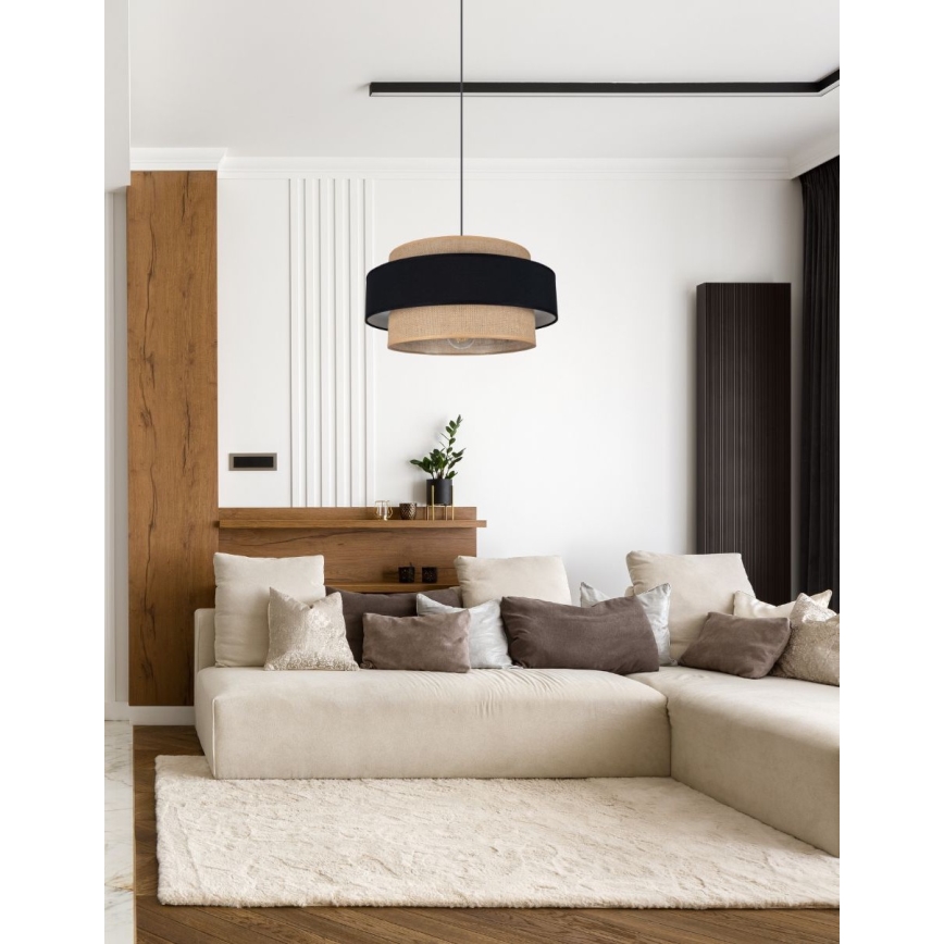 Kattokruunu johdossa CORSA 1xE27/60W/230V musta/beige
