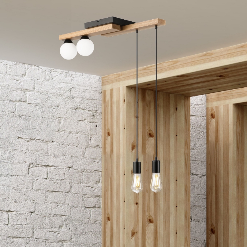 Kattokruunu johdossa CORTINA 2xE27/15W/230V + 2xG9/5W/230V musta/tammi