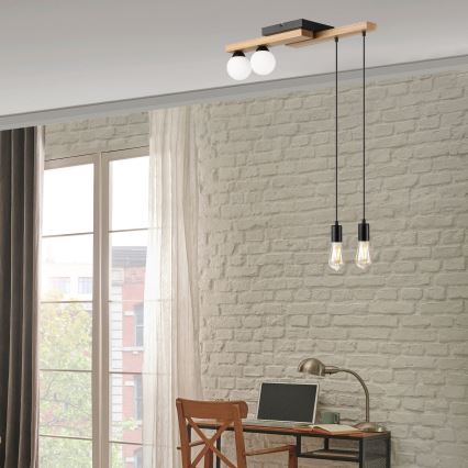 Kattokruunu johdossa CORTINA 2xE27/15W/230V + 2xG9/5W/230V musta/tammi