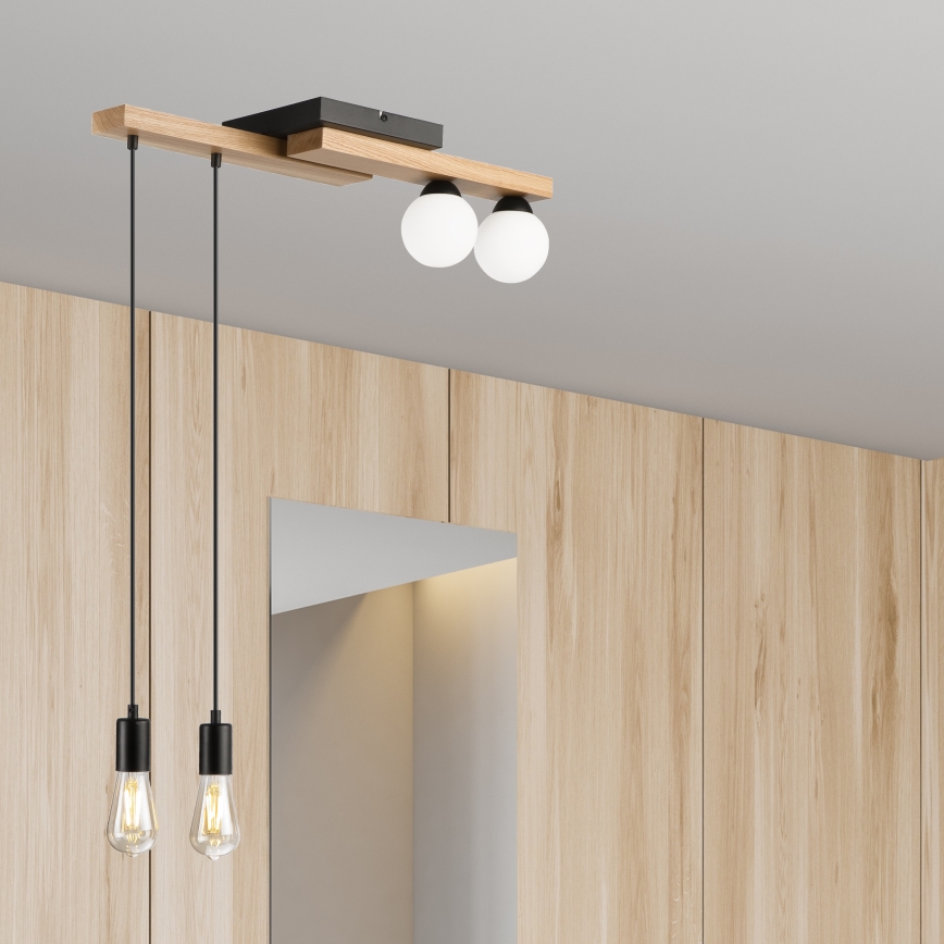 Kattokruunu johdossa CORTINA 2xE27/15W/230V + 2xG9/5W/230V musta/tammi