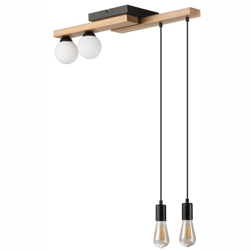 Kattokruunu johdossa CORTINA 2xE27/15W/230V + 2xG9/5W/230V musta/tammi