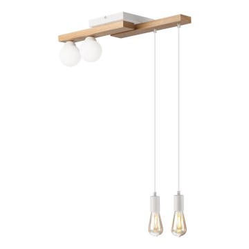 Kattokruunu johdossa CORTINA 2xE27/15W/230V + 2xG9/5W/230V valkoinen/tammi